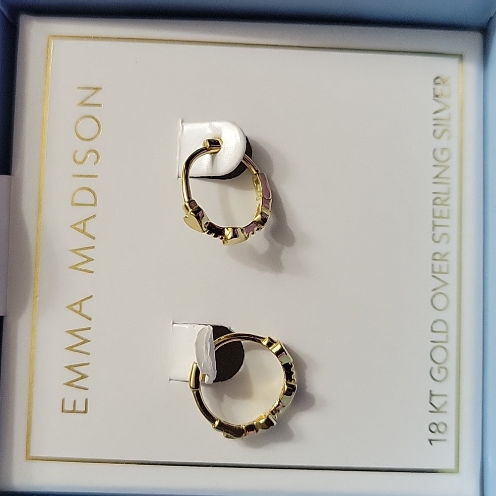 EMMA MADISON 3 HEART HOOPS NIB